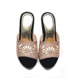 dép nữ đế PU đen siêu nhẹ cao 9cm Hanatabi quai lưới đính đá bigsize (36-40) mã HNDE9F1045