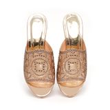 Dép nữ cao gót vân gỗ cao 5cm Hanatabi quai lưới đính đá đế TA cao cấp bigsize (35-41) mã HNDE5F799