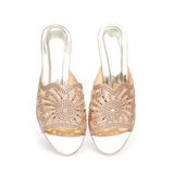 Dép nữ cao gót viền đồng 3cm Hanatabi quai lưới đính đá đế TA cao cấp bigsize (35-41) mã HNDE3F814