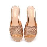 dép nữ đế PU kem siêu nhẹ cao 5cm Hanatabi quai lưới đính đá bigsize (35-42) mã HNDE5F922
