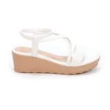giày sandal nữ đế xuồng pu siêu nhẹ cao 5cm Hanatabi quai chéo hậu thun (35-40) mã HNSD5F937
