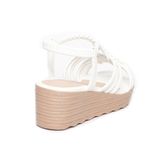 Giày sandal nữ đế xuồng pu siêu nhẹ cao 5cm Hanatabi quai đan hậu thun (35-40) mã HNSDX7F1122