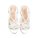 giày sandal nữ đế xuồng PU siêu nhẹ cao 9cm Hanatabi quai đan hậu thun (35-39) mã HNSDX9F1113