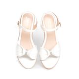 Sandal nữ Hanatabi quai nơ đính đá Đế Xuồng Pu Vân Gỗ siêu nhẹ cao 9cm mã HNSDX9F1019 (Size 35 -> 39)