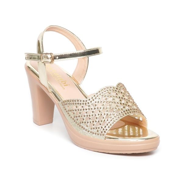 giày sandal nữ đế PU kem siêu nhẹ cao gót 9cm Hanatabi quai lưới đính đá hậu c (36-40) mã HNSDG9F1071