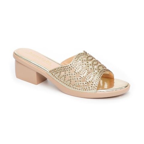 dép nữ đế PU kem siêu nhẹ cao 5cm Hanatabi quai lưới đính đá bigsize (35-42) mã HNDE5F914