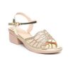 Giày Sandal Nữ Đế PU Kem Siêu Nhẹ Cao Gót 5cm Hanatabi Quai Lưới Đính Đá Hậu C Bigisze (35-42) Mã HNSDG5F1074