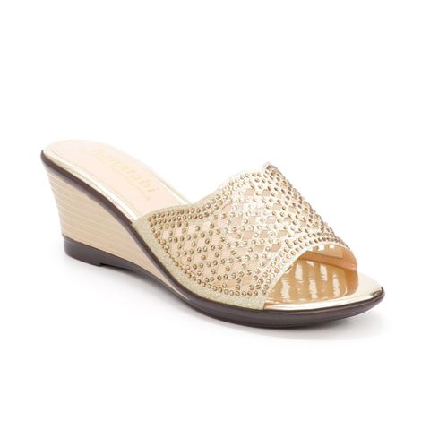 Dép nữ đế xuồng PU siêu nhẹ cao 7cm Hanatabi quai lưới đính đá (35-39) mã HNDEL7F945