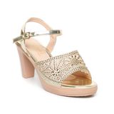 giày sandal nữ đế PU kem siêu nhẹ cao gót 9cm Hanatabi quai lưới đính đá hậu c (36-40) mã HNSDG9F1072