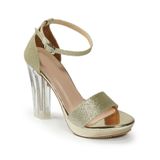 Sandal nữ quai kim tuyến gót mica cao 12cm chụp hậu mã HNSDG12F496 ( Size 35 -> 39)