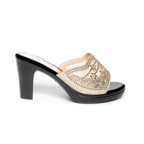 dép nữ đế PU đen siêu nhẹ cao 9cm Hanatabi quai lưới đính đá bigsize (36-40) mã HNDE9F1048