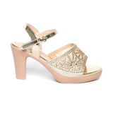 giày sandal nữ đế PU kem siêu nhẹ cao gót 9cm Hanatabi quai lưới đính đá hậu c (36-40) mã HNSDG9F1072