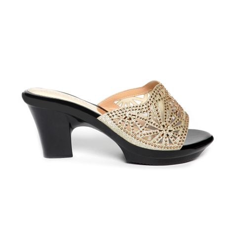 dép nữ đế PU đen siêu nhẹ cao 7cm Hanatabi quai lưới đính đá bigsize (36-40) mã HNDE7F1038