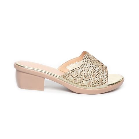 dép nữ đế PU kem siêu nhẹ cao 5cm Hanatabi quai lưới đính đá bigsize (35-42) mã HNDE5F1036