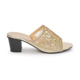 Dép nữ Hanatabi quai kim tuyến phối lưới xoàn gót cao 5cm mã HNDE5F750 (Size 36 -> 40)