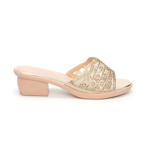 dép nữ đế PU kem siêu nhẹ cao 5cm Hanatabi quai lưới đính đá bigsize (35-42) mã HNDE5F923