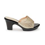 dép nữ đế PU đen siêu nhẹ cao 7cm Hanatabi quai lưới đính đá bigsize (36-40) mã HNDE7F890