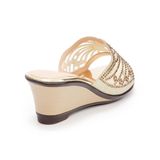 Dép nữ đế xuồng PU siêu nhẹ cao 7cm Hanatabi quai lưới đính đá (35-39) mã HNDEL7F941