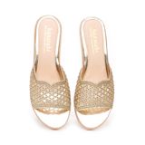 dép nữ đế PU kem siêu nhẹ cao 5cm Hanatabi quai lưới đính đá bigsize (35-42) mã HNDE5F922