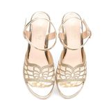 Giày Sandal Nữ Đế PU Kem Siêu Nhẹ Cao Gót 5cm Hanatabi Quai Lưới Đính Đá Hậu C Bigisze (35-42) Mã HNSDG5F1074