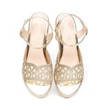 giày sandal nữ đế PU kem siêu nhẹ cao gót 5cm Hanatabi quai lưới đính đá hậu c bigisze (35-42) mã HNSDG5F1073