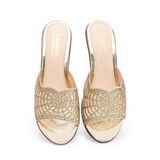 dép nữ đế xuồng PU siêu nhẹ cao 7cm Hanatabi quai lưới đính dá (35-39) mã HNDEL7F942