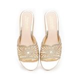 dép nữ đế PU kem siêu nhẹ cao 5cm Hanatabi quai lưới đính đá bigsize (35-42) mã HNDE5F926