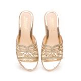 dép nữ đế PU kem siêu nhẹ cao 5cm Hanatabi quai lưới đính đá bigsize (35-42) mã HNDE5F924