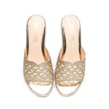dép nữ đế PU kem siêu nhẹ cao 5cm Hanatabi quai lưới đính đá bigsize (35-42) mã HNDE5F1036