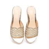 dép nữ đế PU kem siêu nhẹ cao 5cm Hanatabi quai lưới đính đá bigsize (35-42) mã HNDE5F914