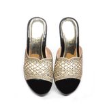 dép nữ đế PU đen siêu nhẹ cao 9cm Hanatabi quai lưới đính đá bigsize (36-40) mã HNDE9F1049