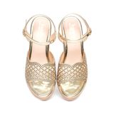 giày sandal nữ đế PU kem siêu nhẹ cao gót 9cm Hanatabi quai lưới đính đá hậu c (36-40) mã HNSDG9F1071