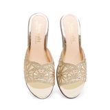 Dép nữ đế xuồng PU siêu nhẹ cao 7cm Hanatabi quai lưới đính đá (35-39) mã HNDEL7F944