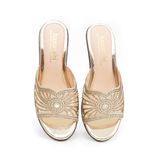 Dép nữ đế xuồng PU siêu nhẹ cao 7cm Hanatabi quai lưới đính đá (35-39) mã HNDEL7F941