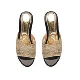 dép nữ đế PU đen siêu nhẹ cao 7cm Hanatabi quai lưới đính đá bigsize (36-40) mã HNDE7F884