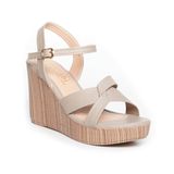 giày sandal nữ đế xuồng PU siêu nhẹ cao 9cm Hanatabi quai chéo hậu c (35-39) mã HNSDX9F988