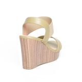Giay Sandal Nữ Đế Xuồng PU Siêu Nhẹ Cao 9cm Hanatabi Quai Ngang Hậu Thun (35-39) Mã HNSDX9F1145