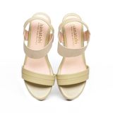 Giay Sandal Nữ Đế Xuồng PU Siêu Nhẹ Cao 9cm Hanatabi Quai Ngang Hậu Thun (35-39) Mã HNSDX9F1145