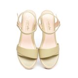 Giày sandal Nữ Đế Xuồng PU Siêu Nhẹ Cao 9cm Hanatabi Quai 1 Xếp Hậu C (35-39) Mã HNSDX8F1085