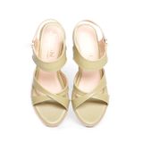 giày sandal nữ đế xuồng PU siêu nhẹ cao 7cm Hanatabi quai chéo khóa kéo (35-39) mã HNSDX7F1022