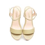 Giày Sandal Nữ Đế Xuồng PU Siêu Nhẹ Cao 9cm Hanatabi Quai Ngang Hậu C (35-39) Mã HNSDX9F956