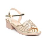 Giày Sandal Nữ Đế PU Kem Siêu Nhẹ Cao Gót 5cm Hanatabi Quai Lưới Đính Đá Hậu C Bigisze (35-42) Mã HNSDG5F1074