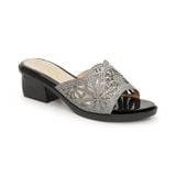 dép nữ đế PU đen siêu nhẹ cao 5cm Hanatabi quai lưới đính đá bigsize (35-42) mã HNDE5F882