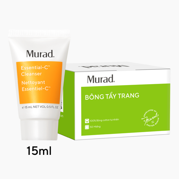 GIFT3 - Essential C Cleanser 15ml, Bông Tẩy Trang MURAD