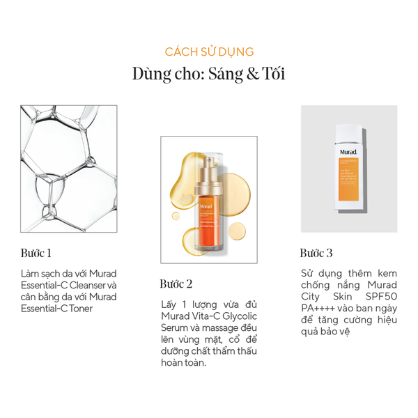 E-SHIELD - Tinh chất hỗ trợ sáng da, làm đều màu da Murad Vita-C Glycolic Serum 30ml