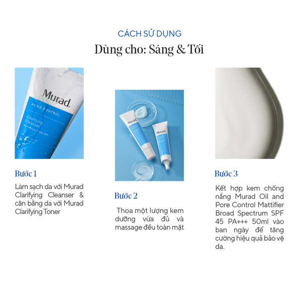 ACNE - Kem dưỡng ẩm dạng gel mỏng nhẹ cho da dầu mụn Murad Clarifying Water Gel 60ml