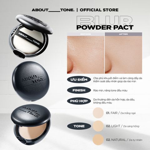  Phấn phủ dạng nén About Tone BLur Powder Pact 8g nâng tone, kiểm soát dầu nhờn 