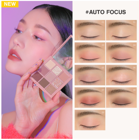  Phấn mắt 3CE 9 Ô Phiên Bản SPLIT SECOND 3CE MULTI EYE COLOR PALETTE #AUTO FOCUS Tông Màu Hồng Hoa Cà Có Nhũ. 