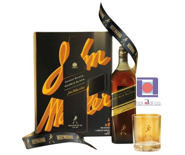 Johnnie Walker Double Black 1 Lít - Set Hộp Quà Tết Giáp Thìn 2024