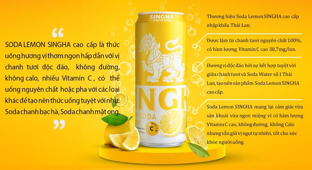 SODA LEMON SINGHA 330ML (LỐC 6 LON)